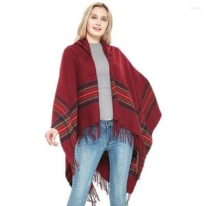 NWT The Paper Store Mia & Tess Justdo Ruana Red Holiday Plaid Trim Hood